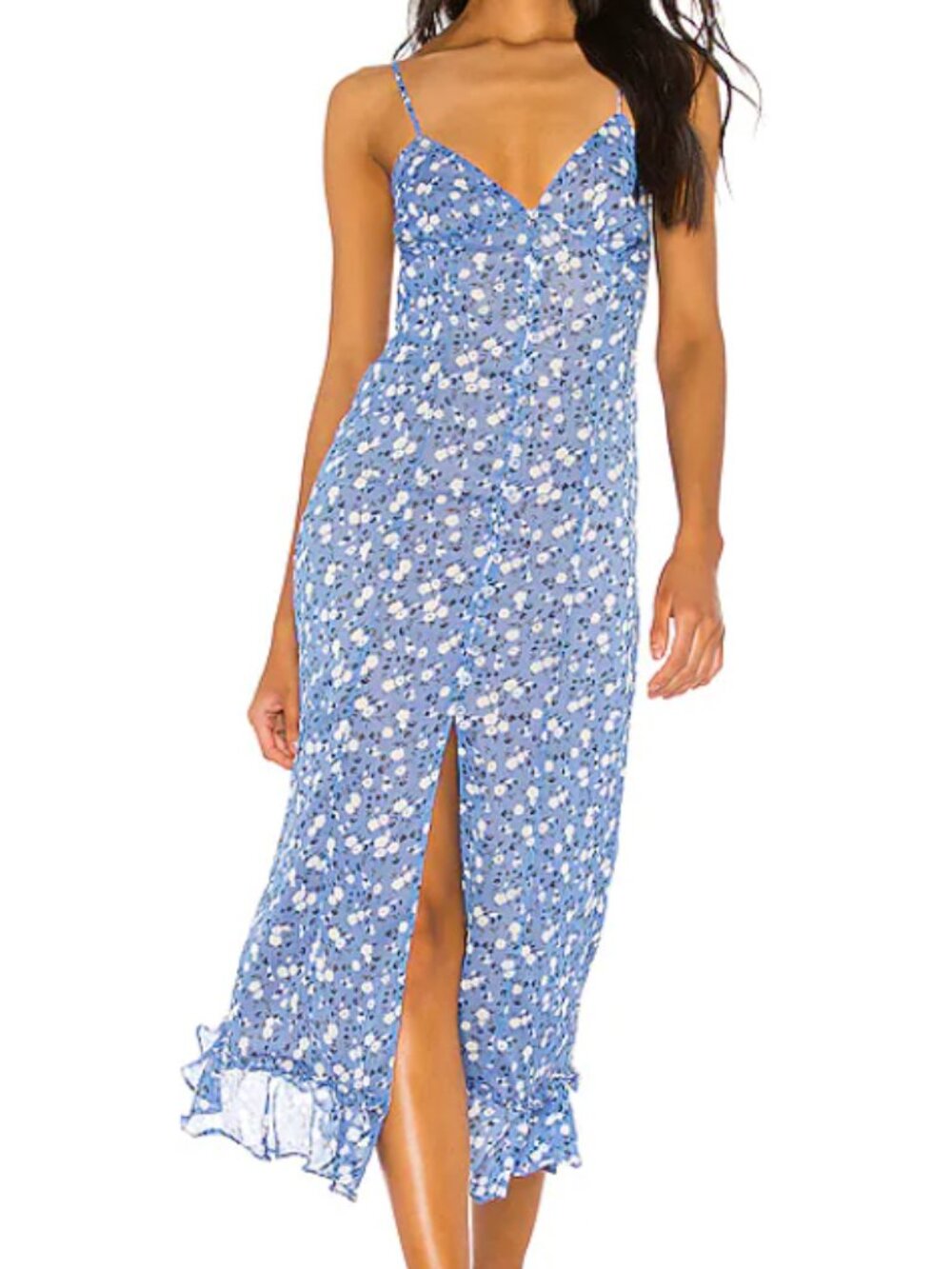 Majorelle Revolve Quincy Floral Midi Dress in Blue Ditsy - size small